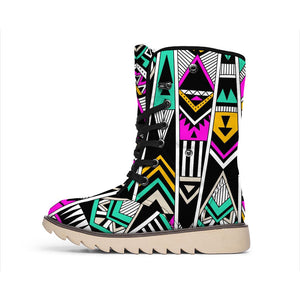 Vintage Tribal Aztec Pattern Print Winter Boots