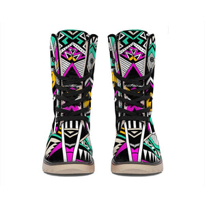 Vintage Tribal Aztec Pattern Print Winter Boots