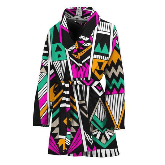 Vintage Tribal Aztec Pattern Print Women's Bathrobe