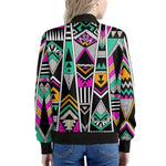 Vintage Tribal Aztec Pattern Print Women's Bomber Jacket