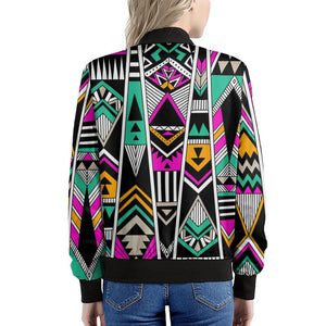 Vintage Tribal Aztec Pattern Print Women's Bomber Jacket