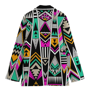 Vintage Tribal Aztec Pattern Print Women's Cotton Blazer