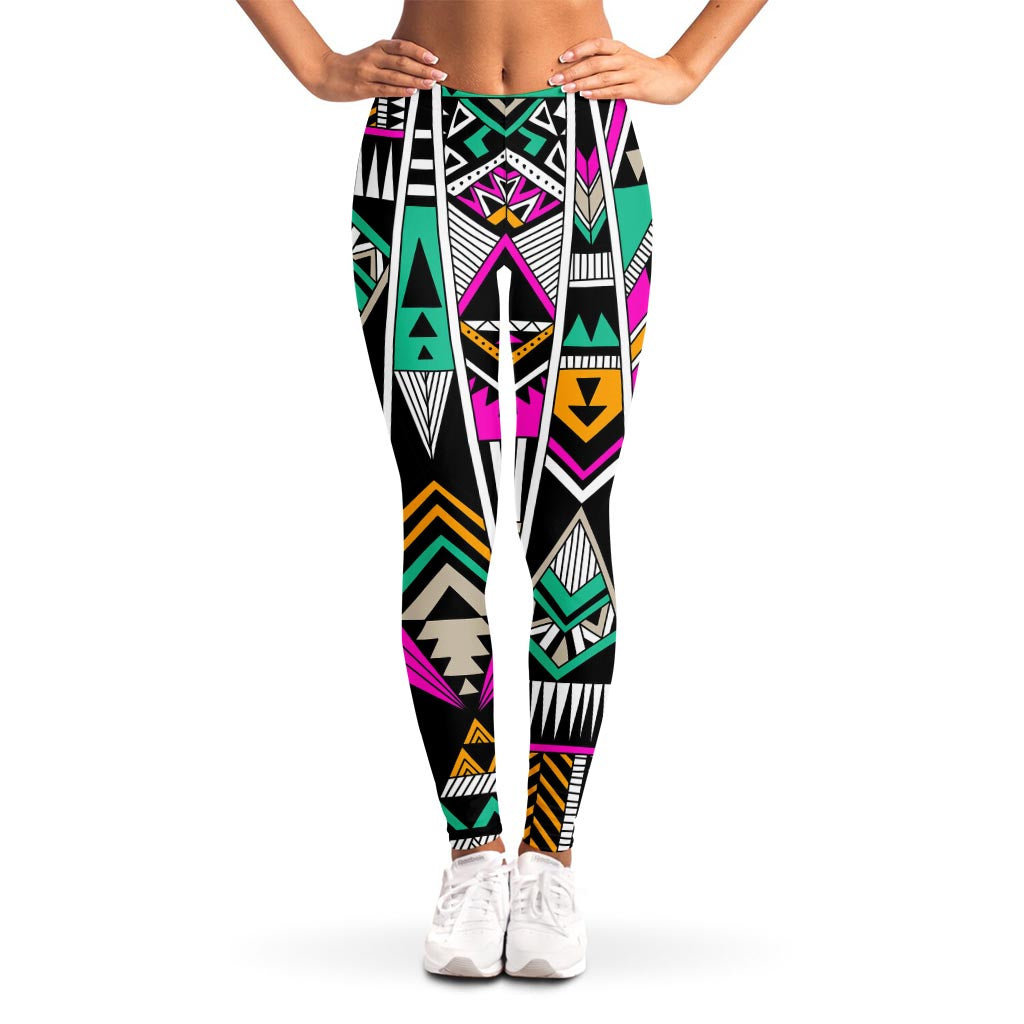 Vintage Tribal Aztec Pattern Print Women's Leggings