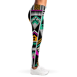 Vintage Tribal Aztec Pattern Print Women's Leggings