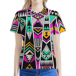 Vintage Tribal Aztec Pattern Print Women's Polo Shirt