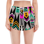 Vintage Tribal Aztec Pattern Print Women's Split Running Shorts