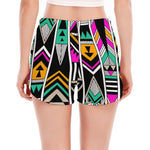 Vintage Tribal Aztec Pattern Print Women's Split Running Shorts