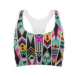 Vintage Tribal Aztec Pattern Print Women's Sports Bra