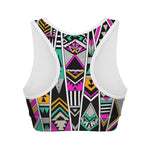 Vintage Tribal Aztec Pattern Print Women's Sports Bra
