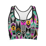 Vintage Tribal Aztec Pattern Print Women's Sports Bra