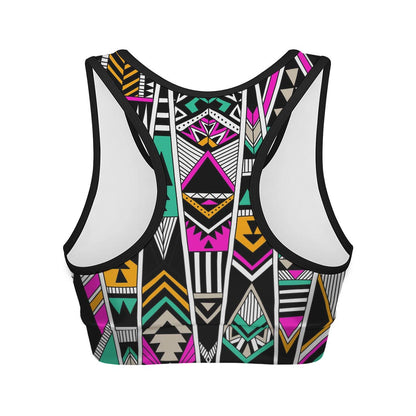 Vintage Tribal Aztec Pattern Print Women's Sports Bra