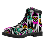 Vintage Tribal Aztec Pattern Print Work Boots