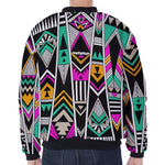 Vintage Tribal Aztec Pattern Print Zip Sleeve Bomber Jacket