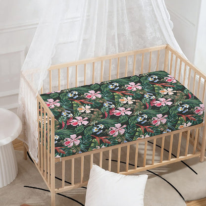 Vintage Tropical Exotic Hawaiian Print Baby Crib Sheet