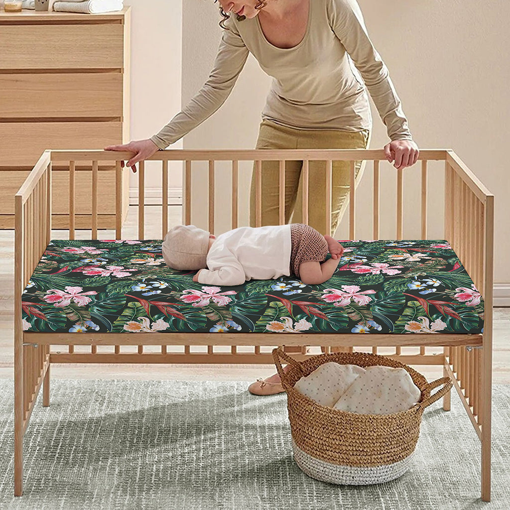 Vintage Tropical Exotic Hawaiian Print Baby Crib Sheet
