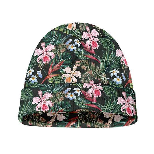 Vintage Tropical Exotic Hawaiian Print Beanie