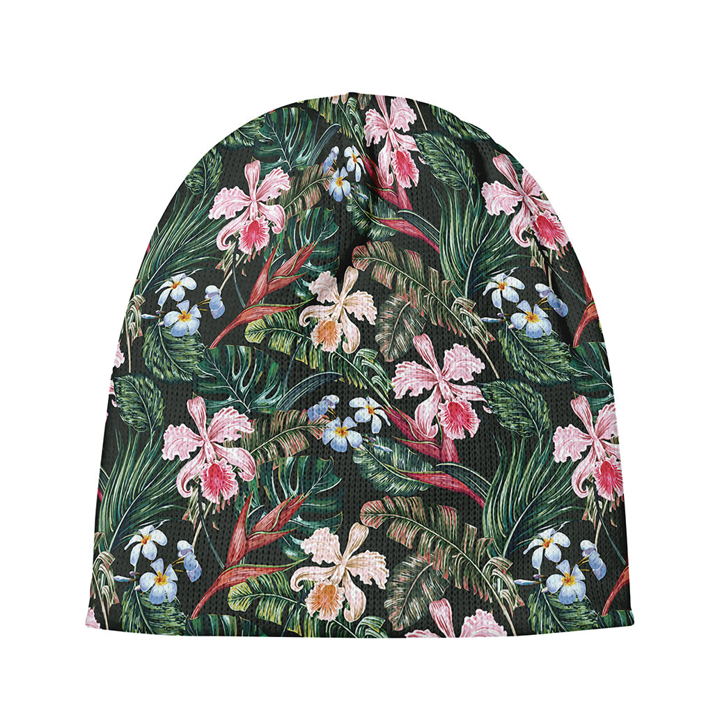 Vintage Tropical Exotic Hawaiian Print Beanie
