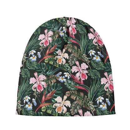 Vintage Tropical Exotic Hawaiian Print Beanie
