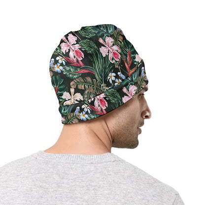 Vintage Tropical Exotic Hawaiian Print Beanie