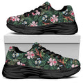 Vintage Tropical Exotic Hawaiian Print Black Chunky Shoes