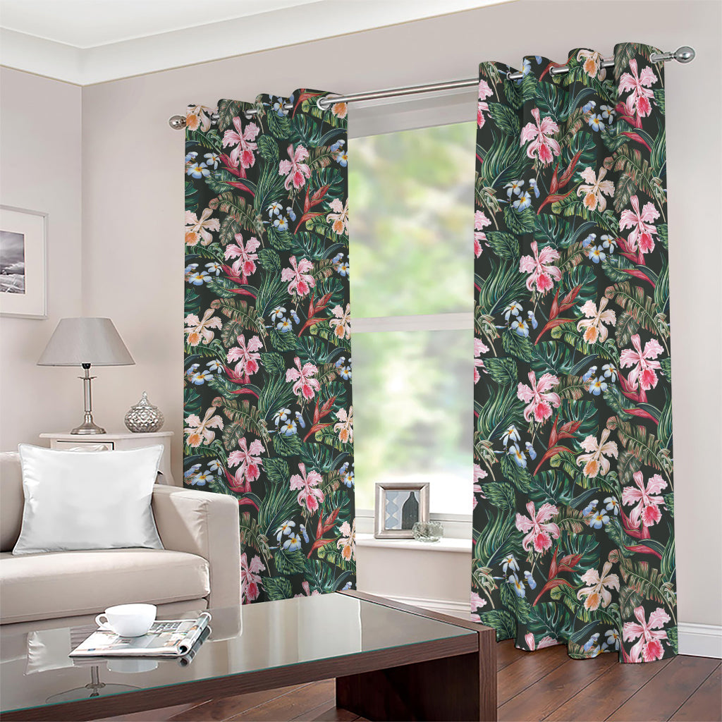 Vintage Tropical Exotic Hawaiian Print Blackout Grommet Curtains