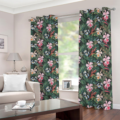 Vintage Tropical Exotic Hawaiian Print Blackout Grommet Curtains
