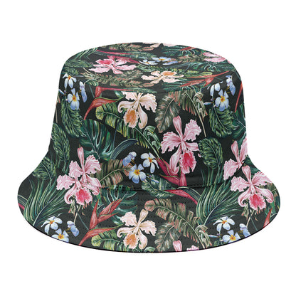 Vintage Tropical Exotic Hawaiian Print Bucket Hat