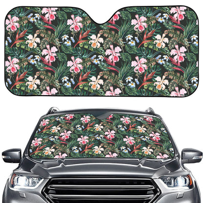 Vintage Tropical Exotic Hawaiian Print Car Windshield Sun Shade