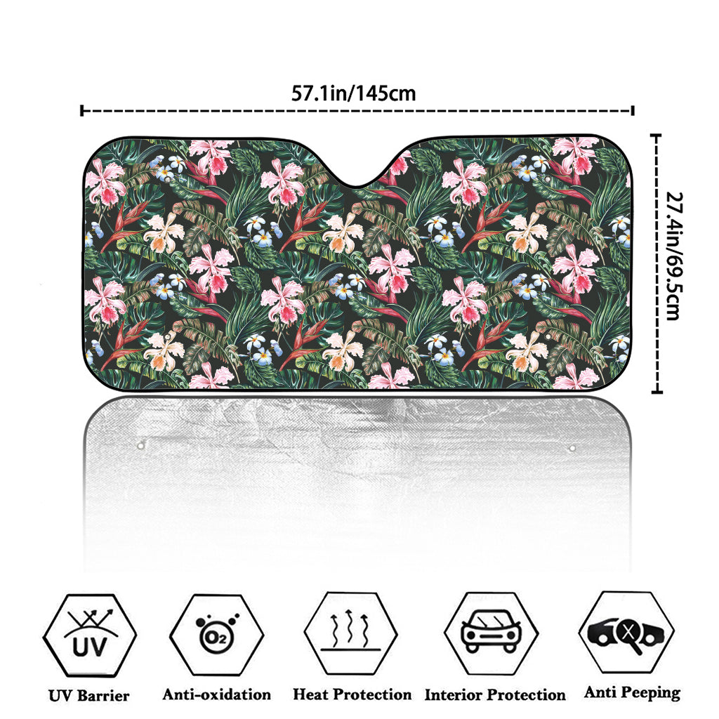 Vintage Tropical Exotic Hawaiian Print Car Windshield Sun Shade