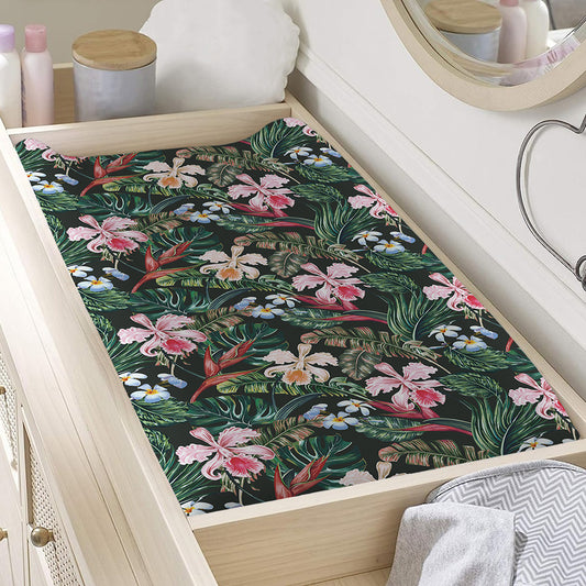 Vintage Tropical Exotic Hawaiian Print Changing Pad Cover