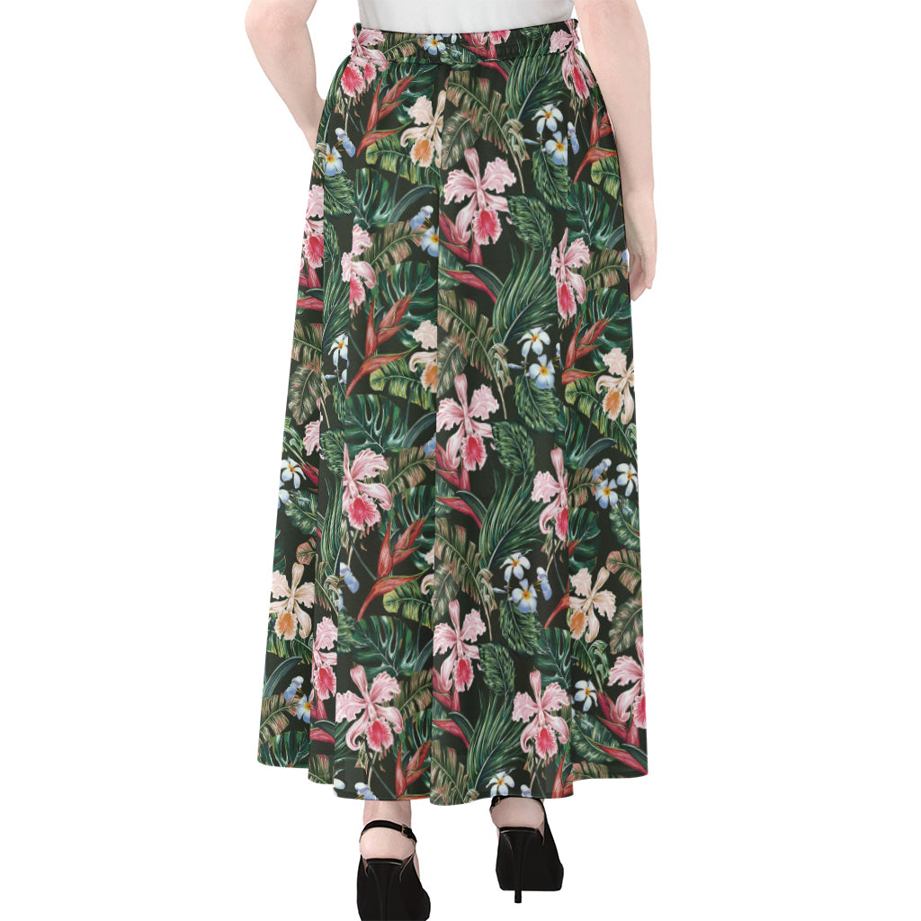 Vintage Tropical Exotic Hawaiian Print Chiffon Maxi Skirt