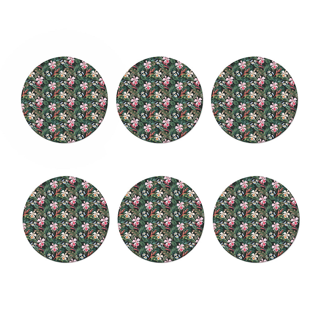 Vintage Tropical Exotic Hawaiian Print Coaster Set