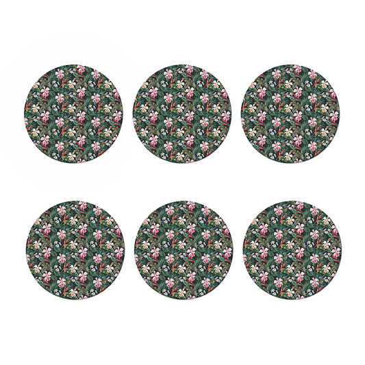 Vintage Tropical Exotic Hawaiian Print Coaster Set