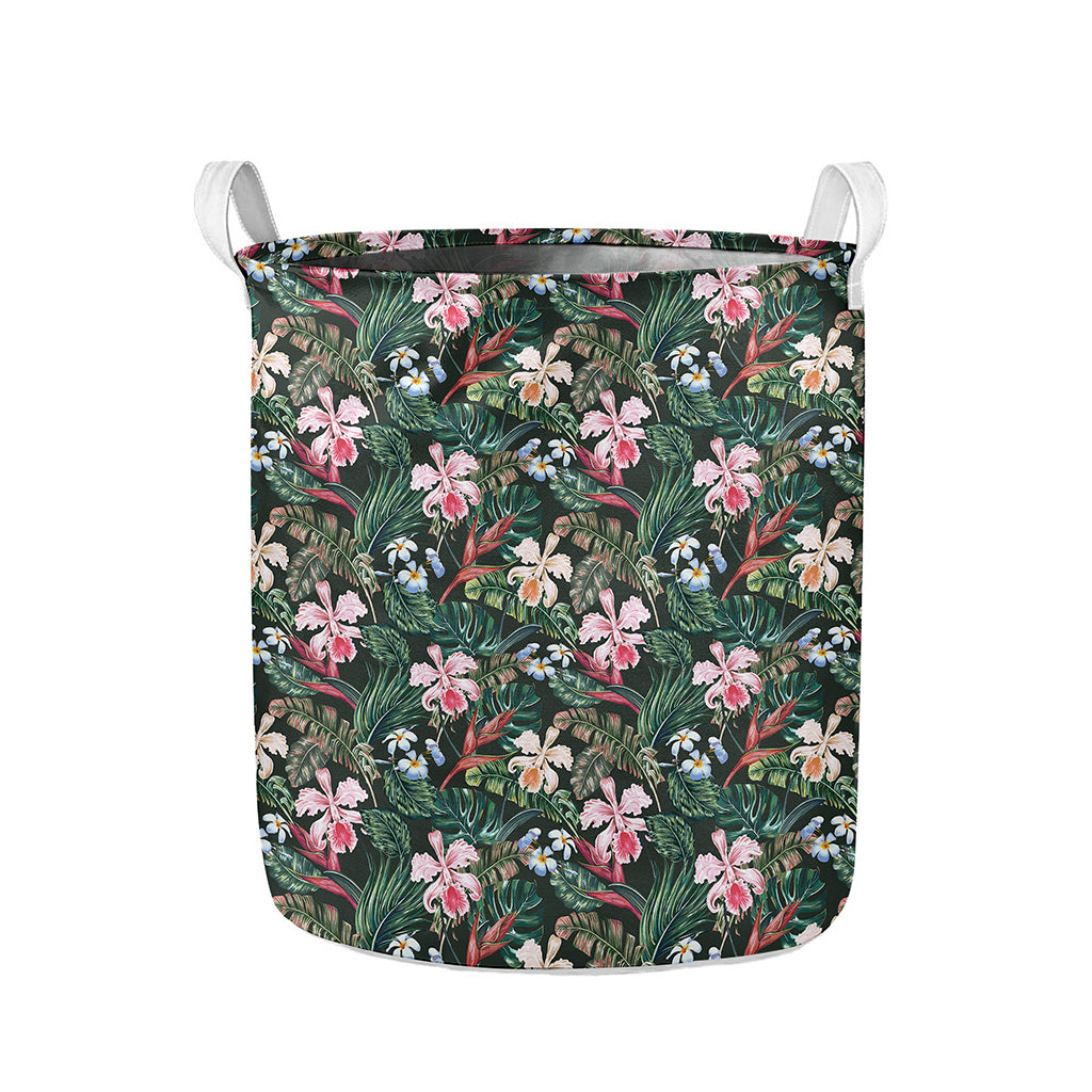 Vintage Tropical Exotic Hawaiian Print Collapsible Laundry Basket