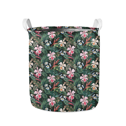 Vintage Tropical Exotic Hawaiian Print Collapsible Laundry Basket