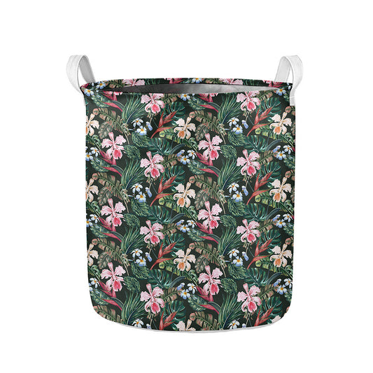 Vintage Tropical Exotic Hawaiian Print Collapsible Laundry Basket