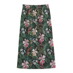 Vintage Tropical Exotic Hawaiian Print Cotton Front Slit Maxi Skirt