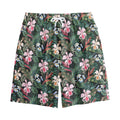 Vintage Tropical Exotic Hawaiian Print Cotton Shorts
