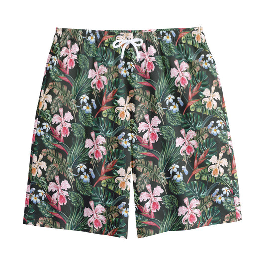 Vintage Tropical Exotic Hawaiian Print Cotton Shorts