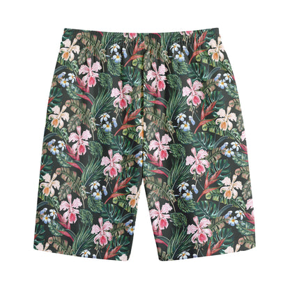Vintage Tropical Exotic Hawaiian Print Cotton Shorts
