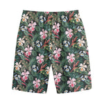 Vintage Tropical Exotic Hawaiian Print Cotton Shorts