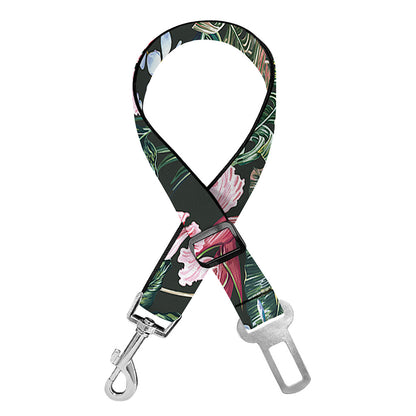 Vintage Tropical Exotic Hawaiian Print Dog Seat Belt