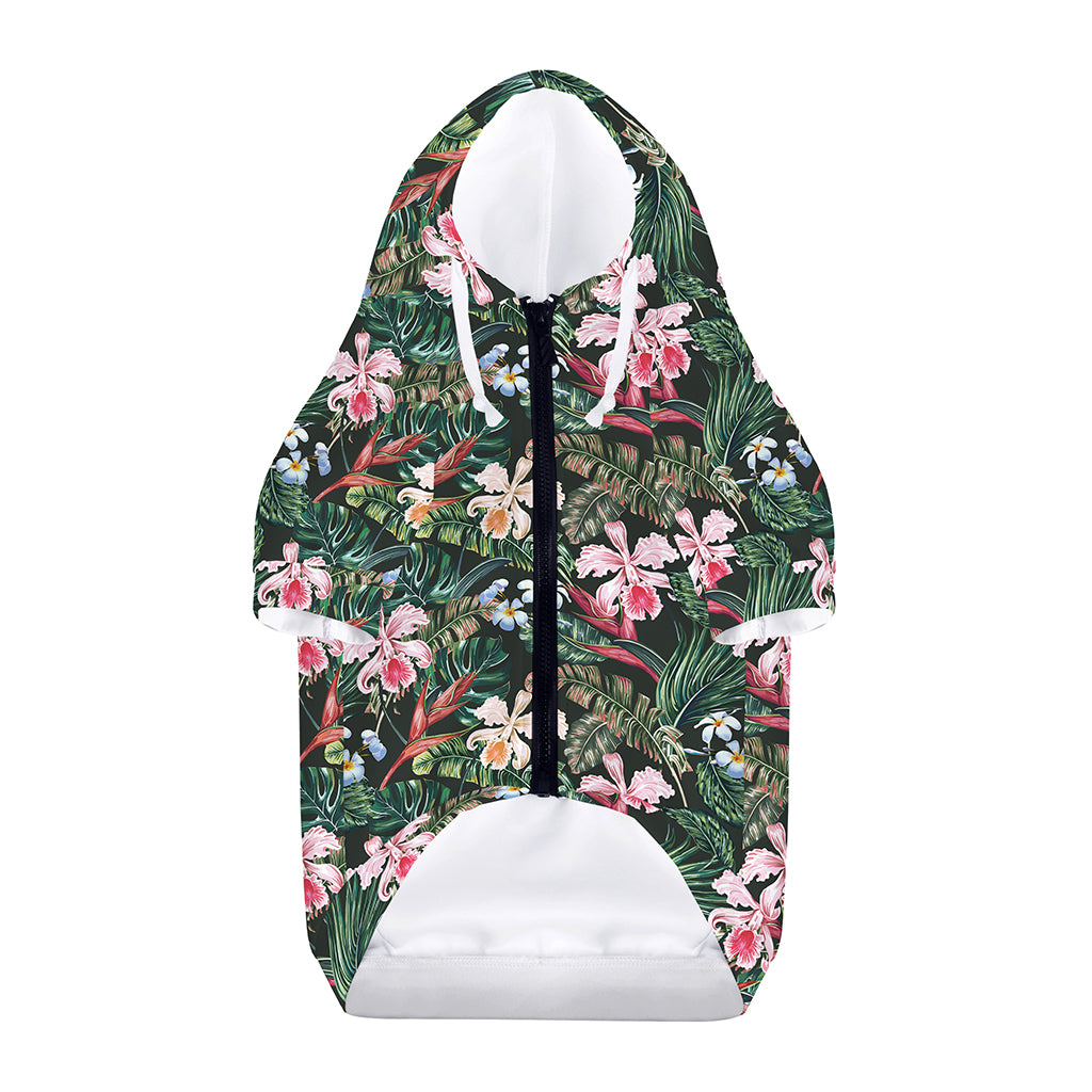 Vintage Tropical Exotic Hawaiian Print Dog Zip Up Hoodie