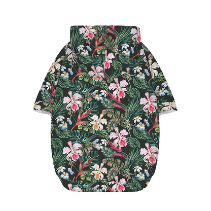 Vintage Tropical Exotic Hawaiian Print Dog Zip Up Hoodie