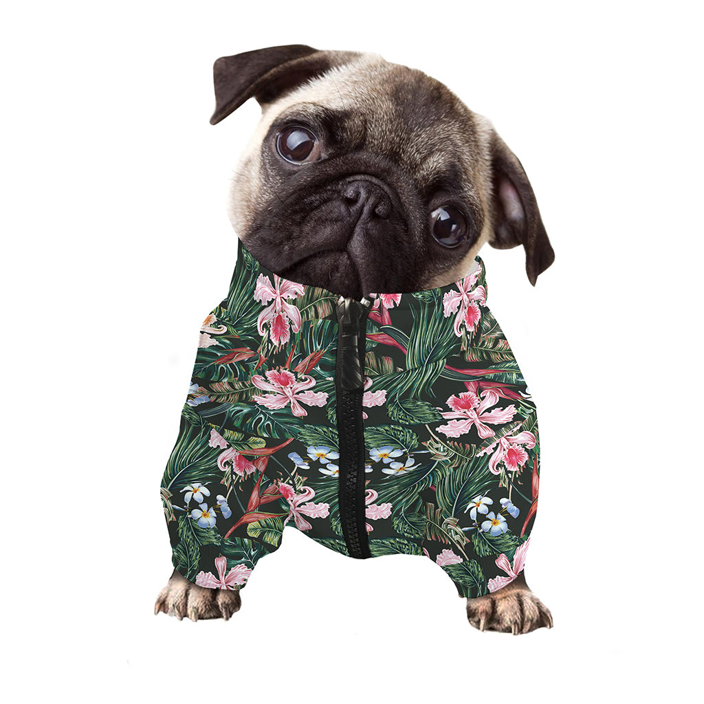 Vintage Tropical Exotic Hawaiian Print Dog Zip Up Jacket