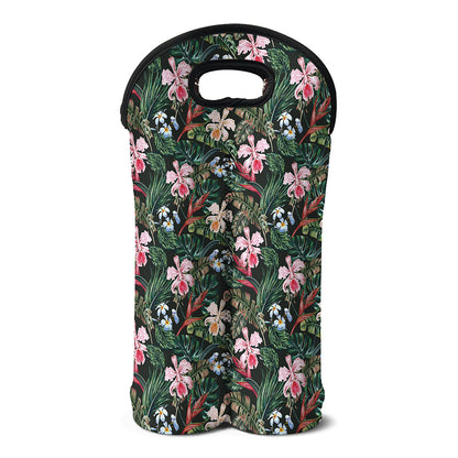Vintage Tropical Exotic Hawaiian Print Double Neoprene Wine Tote