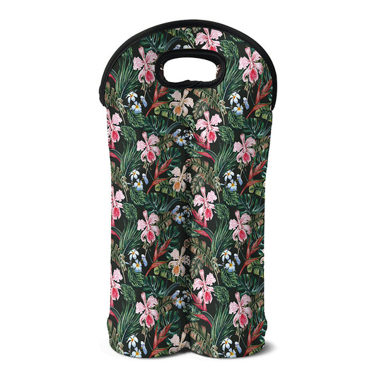Vintage Tropical Exotic Hawaiian Print Double Neoprene Wine Tote