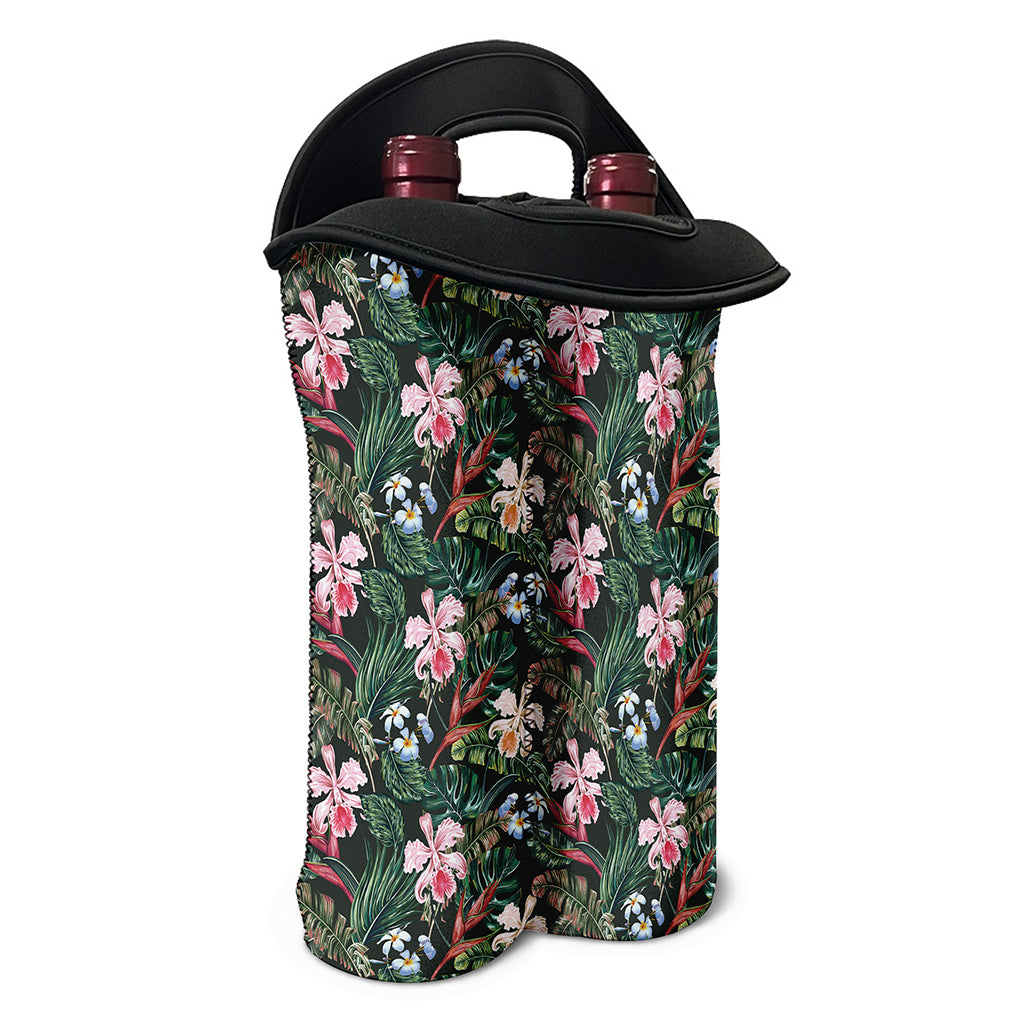 Vintage Tropical Exotic Hawaiian Print Double Neoprene Wine Tote