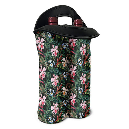 Vintage Tropical Exotic Hawaiian Print Double Neoprene Wine Tote
