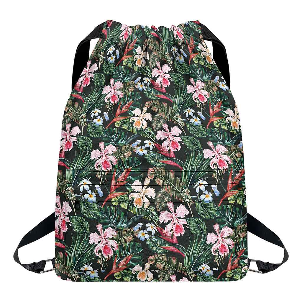 Vintage Tropical Exotic Hawaiian Print Drawstring Backpack